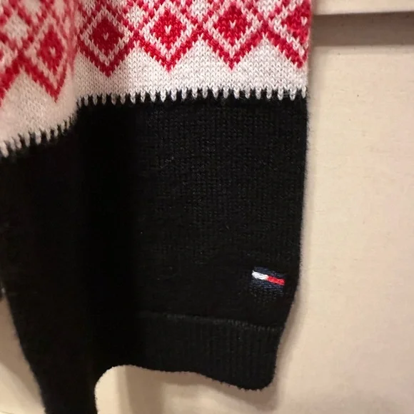 Black and Red V-Neck Fair Isle Women’s Sweater - Picture 3 of 8